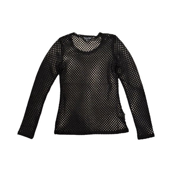 Tripp NYC Black Fishnet Long Sleeve Top Women - Picture 7 of 9